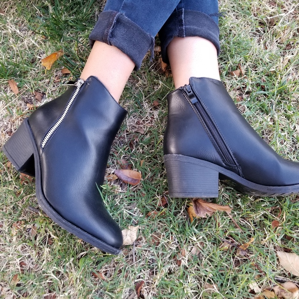 2/$50 Black Vegan Ankle Booties Boots - Picture 3 of 8